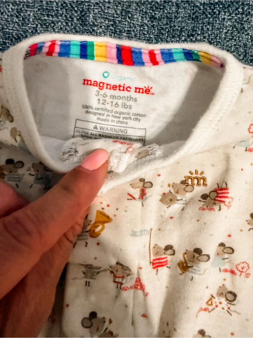 Magnetic Me Cream One-Piece Bodysuit with Animal Print